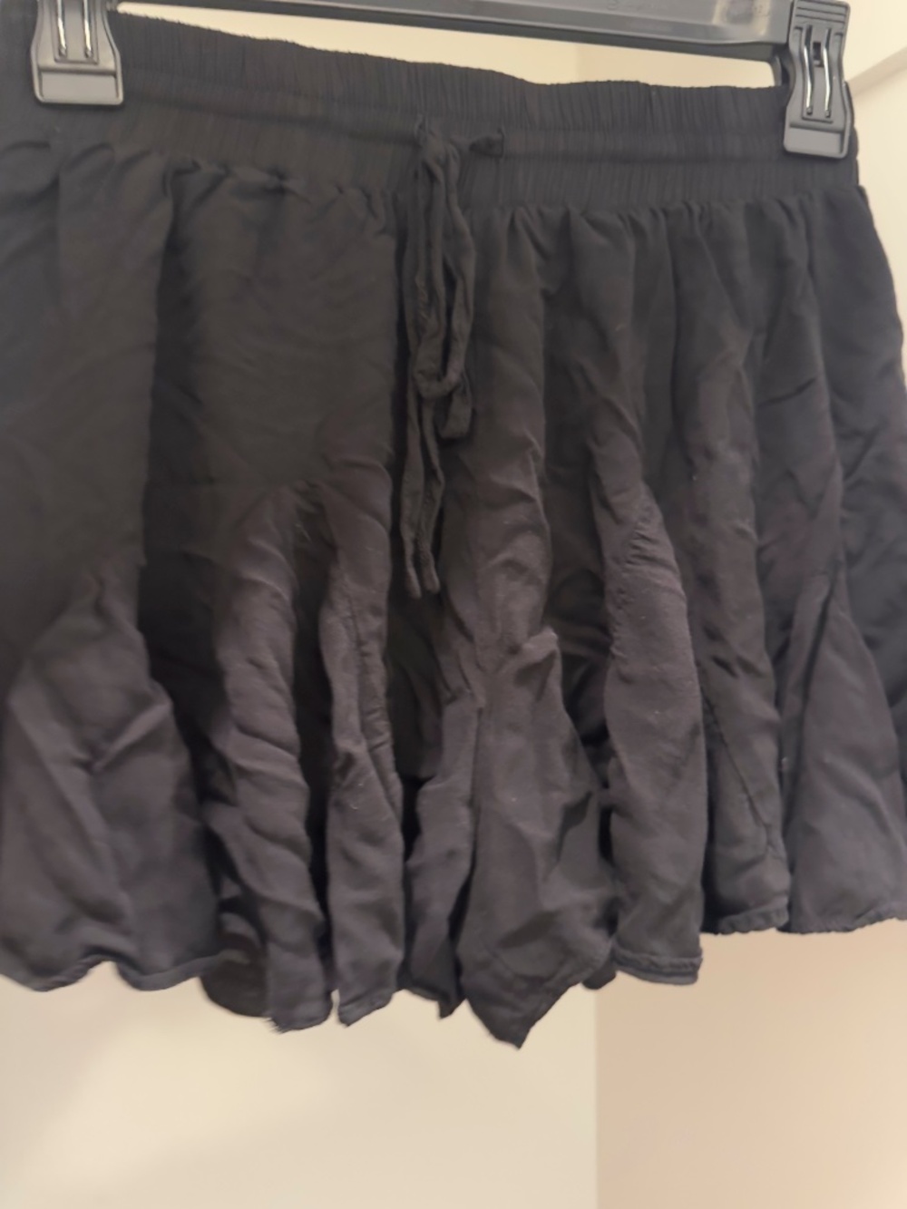 glam Black Ruffled Drawstring Skirt